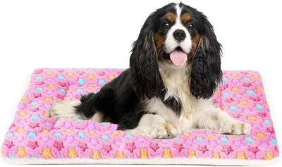 Mora Pets Dog Bed Crate Pad Ultra Soft Pet Bed with Cute Star Print Washable Crate Mat for Large Medium Small Dogs Reversible Fleece Dog Crate Kennel Mat Cat Bed Liner 29 X 21 Inch Pink