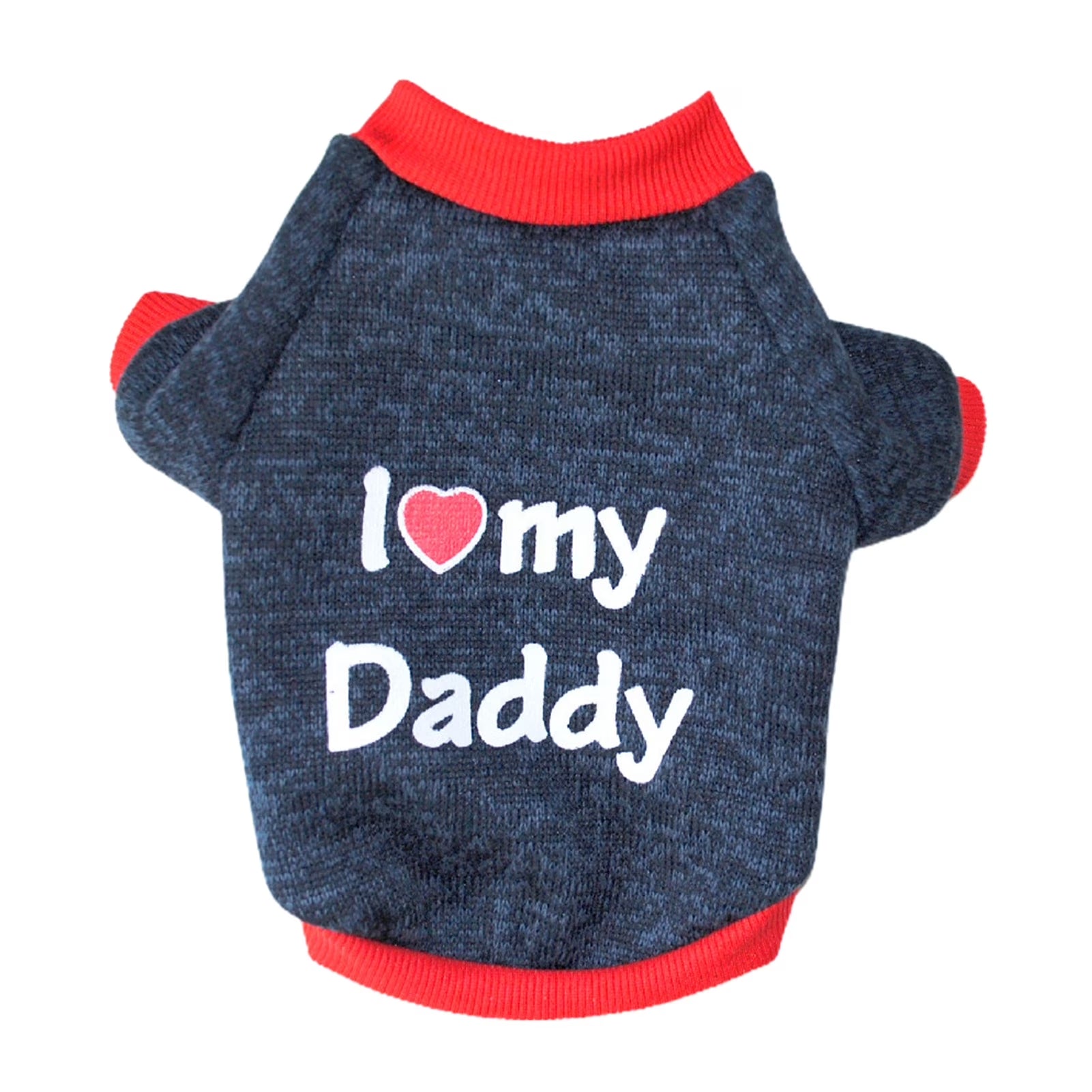 ZDWQFA Dog Sweater Clothes, I Love My Daddy/Mommy Printed Fleece Pullover Shirt, Autumn Winter Warm Costume for Pet Dog Puppy