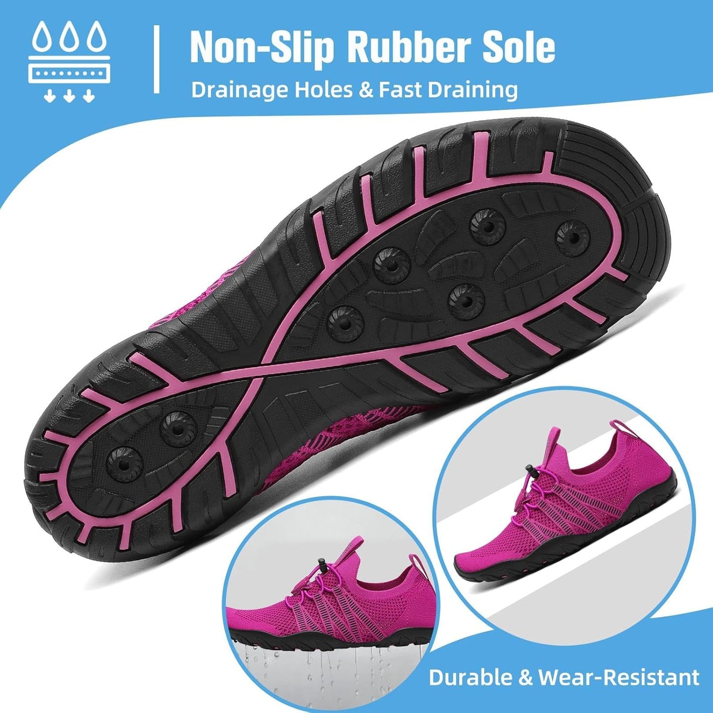 Mishansha Water Shoes for Women Men, Quick-Dry Barefoot Swim Shoes with Drainage Holes, Lightweight Aqua Shoe for Beach Pool River Boating Yoga Walking
