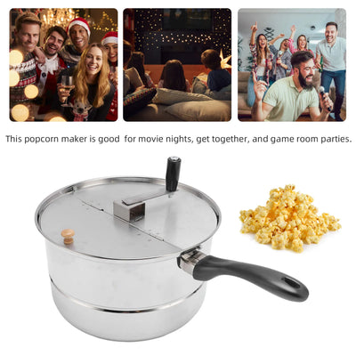 Stovetop Popcorn Maker Stainless Steel Popcorn Popper with Hand Crank Popcorn Pot for Gas Electric Heating