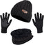 Loritta Winter Hats for Men, 3 PCS Fleece Beanie Scarf Gloves Set