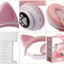 TCJJ Kids Wireless Headphones Cat Ear LED Light up Bluetooth Foldable Headphones over Ear W/Microphone for Online Distant Learning (Pink)