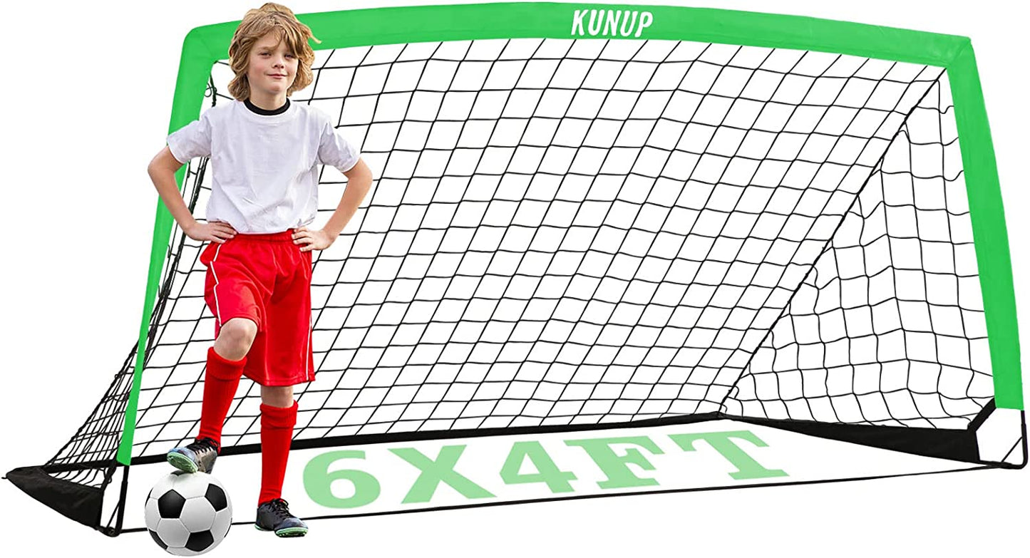 Kids Soccer Goal for Backyard, 6×4FT Easy Foldable Soccer Practice Net with Portable Carrying Bags for Toddler Youth Adult Soccer Training Equipment Outdoor Sports Game