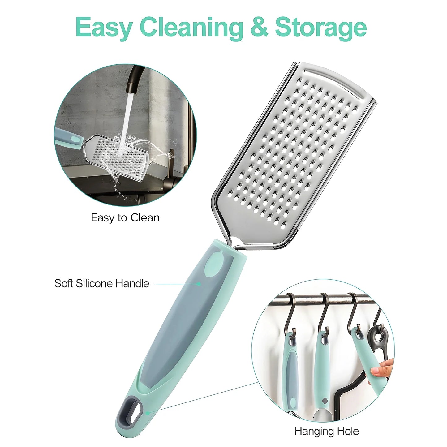 Bundlepro Stainless Steel Grater and Metal Y & I Shaped Peelers Set,Length 9.7",Height 1.4",Green