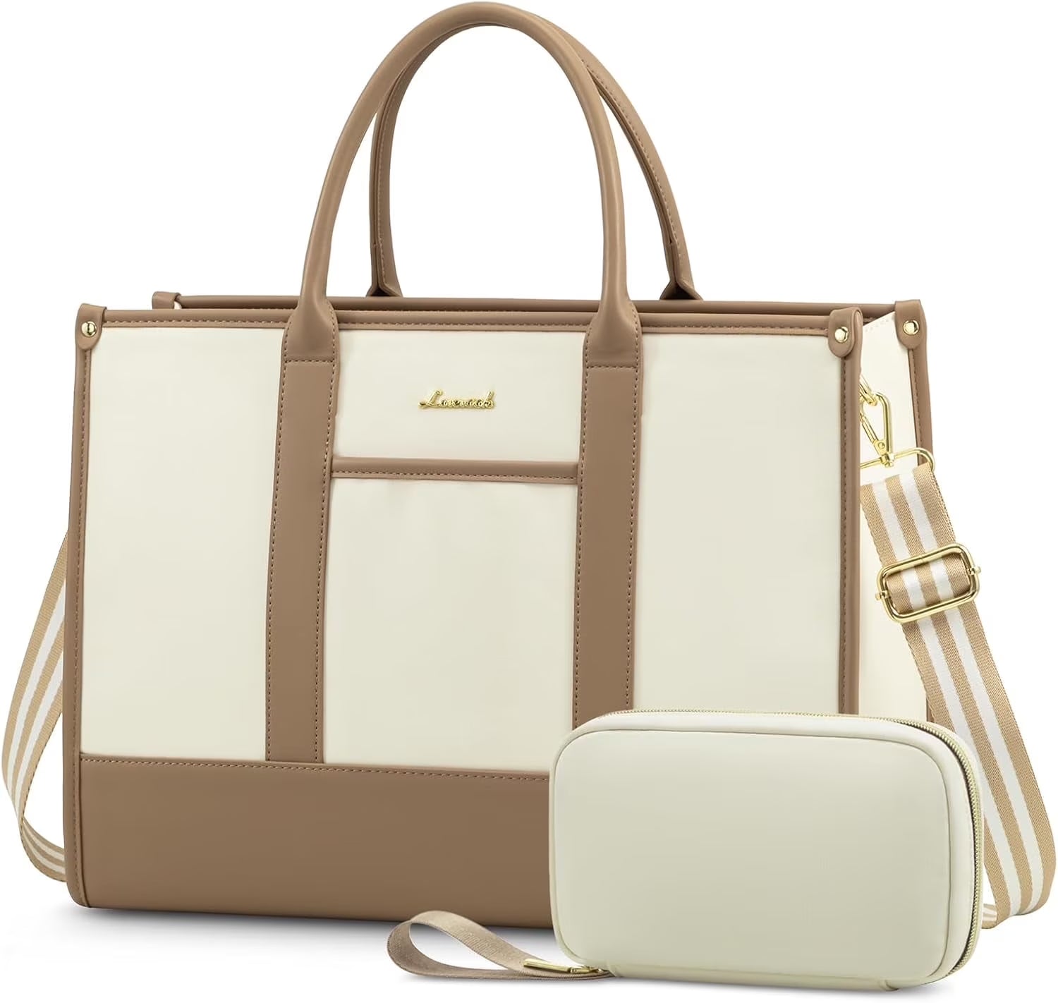 Lovevook Laptop Tote Bag for Women, Lightweight Pu Leather Work Tote Bag with Clutch Purse, Large Computer Bag Briefcase Fit for 15.6" Laptop