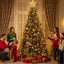 KTKDE 7.5Ft Artificial Christmas Tree Is a Green One with 1450 Tips and 200 Battery-Powered LED Columns. It Features 7.87-Inch Golden Five Pointed Star and Is Perfect for Family and Office Gatherings