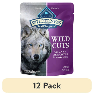 (12 Pack) Blue Buffalo Wilderness Trail Toppers Wet Dog Food, Chunky Beef Bites in Hearty Gravy