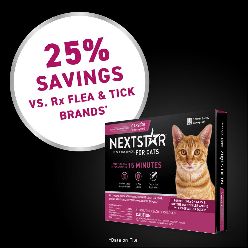 NEXTSTAR Flea & Tick Topical Prevention for Cats over 3.5 Lbs, 3-Month Supply