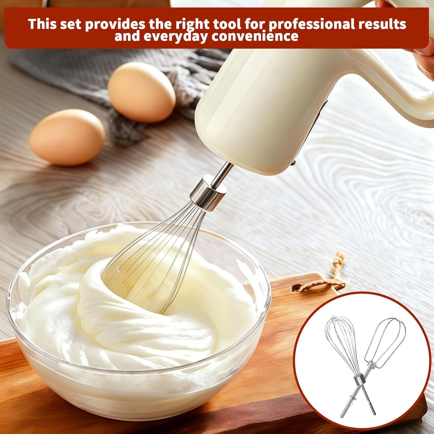 Hand Mixer Beater Attachments for Kitchenaid Set of 6 | Including Turbo Beater, Pro Whisk, Dough Hooks, Blending Rod Compatible with KHM512 KHM6118 KHM7210 KHM926