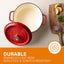Bruntmor Pre-Seasoned Enameled Cast Iron Dutch Oven with Lid and Handle - 5.2 Quart Heavy Duty Casserole Dish for Cooking, Baking, and Braising - Oven Safe, Durable, round Cast Iron Cooking Pot - Red