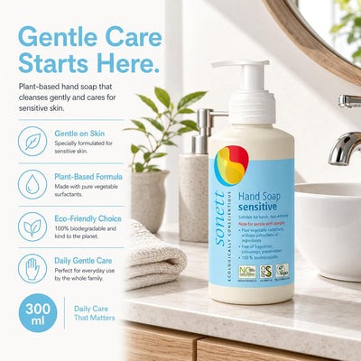 Sonett Organic Sensitive Line: Hand Soap, Dishwashing Liquid, Laundry Liquid for Wool & Silk, Foam Soap - Eco-Friendly, Hypoallergenic, Biodegradable