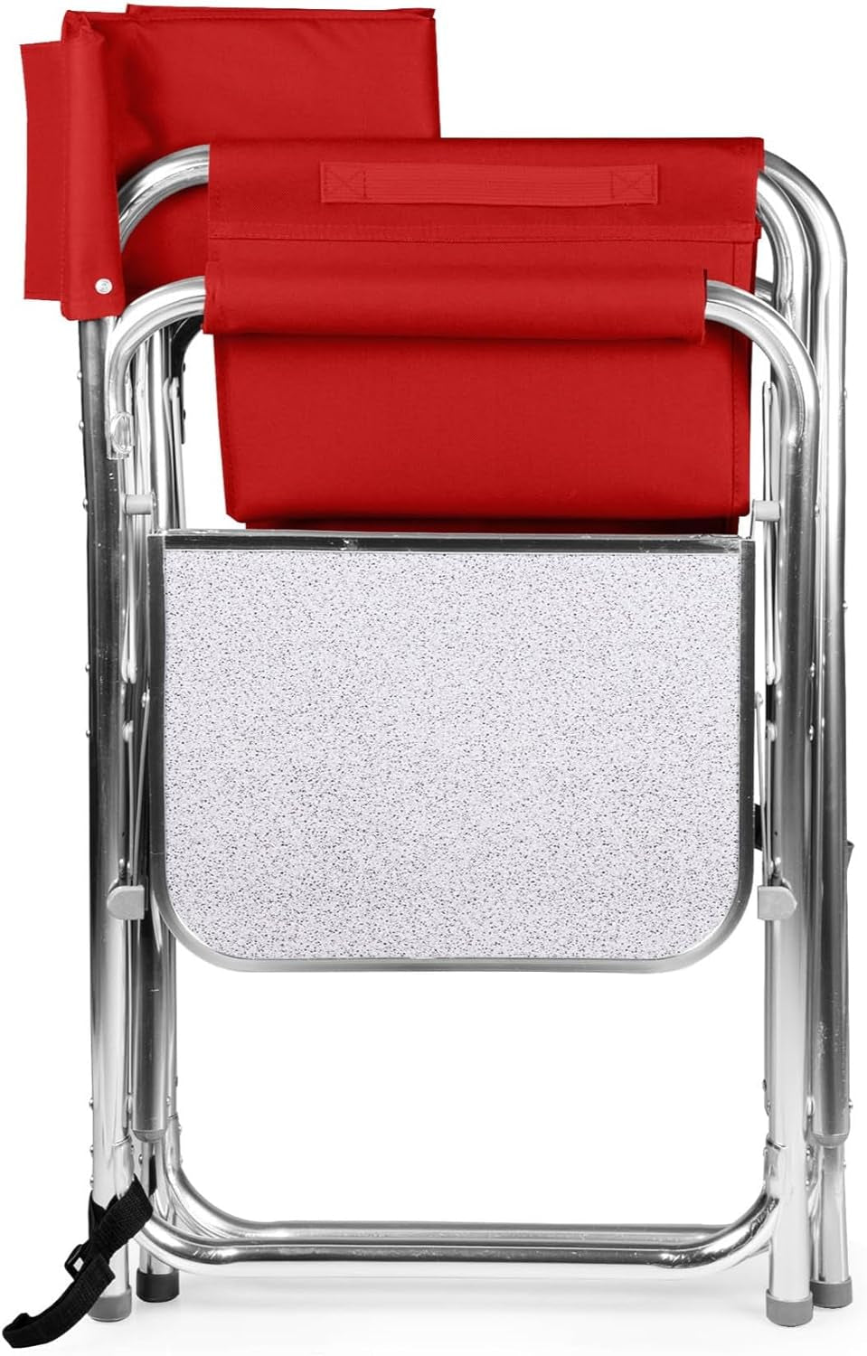 PICNIC TIME Sports Chair with Side Table and Armrest Caddy, Lightweight Aluminum Folding Outdoor Camping Chair for Adults, Portable Director Style Lawn Seating with Pockets & Carry Strap, (Red)