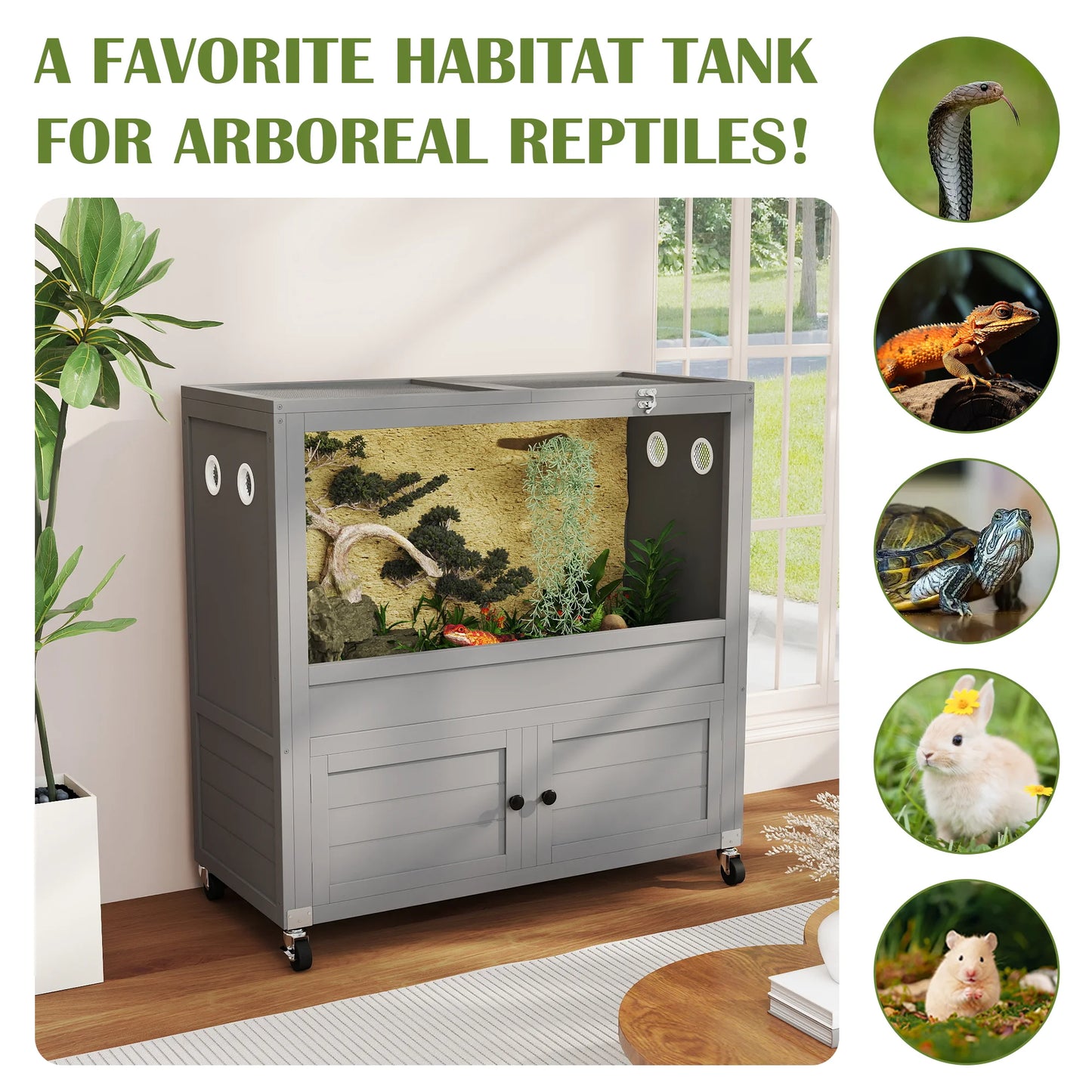 WAYTRIM 36 Gallon Reptile Terrarium with Stand