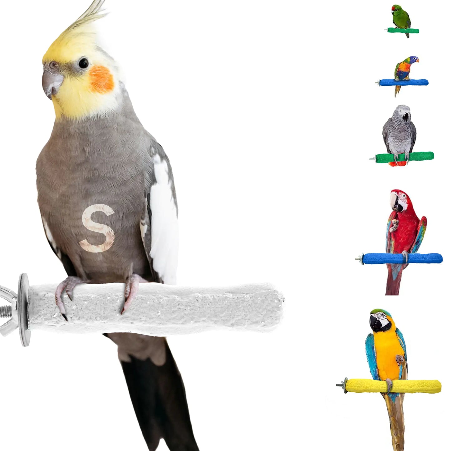 Comfort Grip Safety Perch for Bird Cages - Pedicure Perch for Healthy Nails & Beaks - Easy to Install Bird Cage Accessories - Small, 6.5"