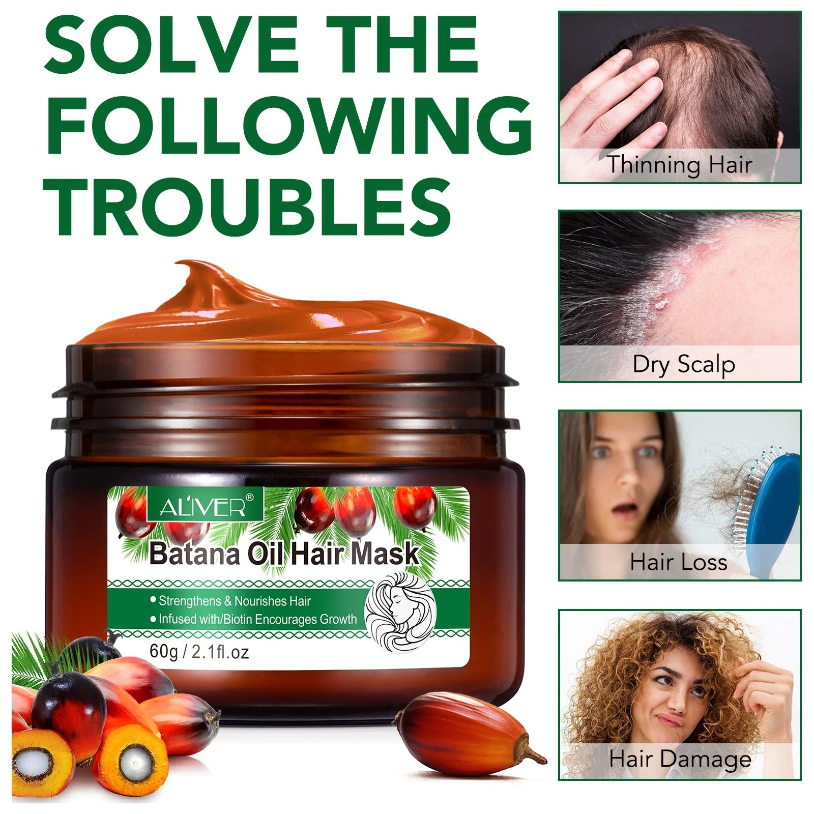 Aliver Batana Oil for Hair & Skin Care,100% Pure & Natural Batana Oil & Raw Batana Oil Hair Mask Set for Nourish & Moisturize Hair and Scalp