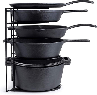Cuisinel Heavy Duty Pots and Pans Organizer - Extra Large 5-Tier Rack - Holds Cast Iron Skillets, Dutch Oven - Durable Construction - Space Saving Kitchen Storage - No Assembly Required - Black 15.4"