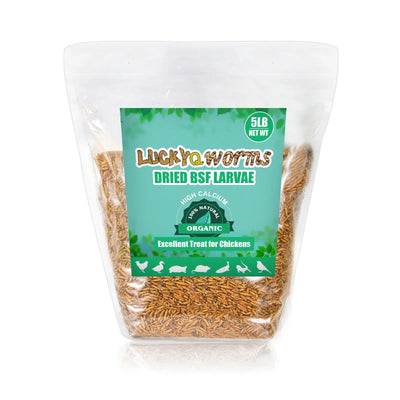 Luckyqworms 5 Lbs Dried Black Soldier Fly Larvae Mealworms for Chickens Birds Bluebirds Hamsters Turtles Fish Hedgehogs High Protein Omega-3 Fatty Acids Pet Food for Poultry Reptile Rodent Daily Treats