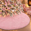 Pink Fur Tree Skirt, 36 Inch Faux Fur Fluffy Christmas Tree Skirt