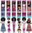 Dollbie 6 Pack African American Fashion Dolls Set with Mix & Match Outfits – 11.5" Posable Black Dolls & 5 Accessories Each (Crown, Necklace, Headscarf & More) + Pink Gift Case
