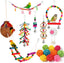 Parakeet Bird Parrot Toys Colorful Swing Chewing Hanging Toys with Bells Climbing Ladder Coconut Bird Cage for Small Cockatiels,Conures,Finches,Budgie,Macaws,Love Birds (PET-ONLY USE)
