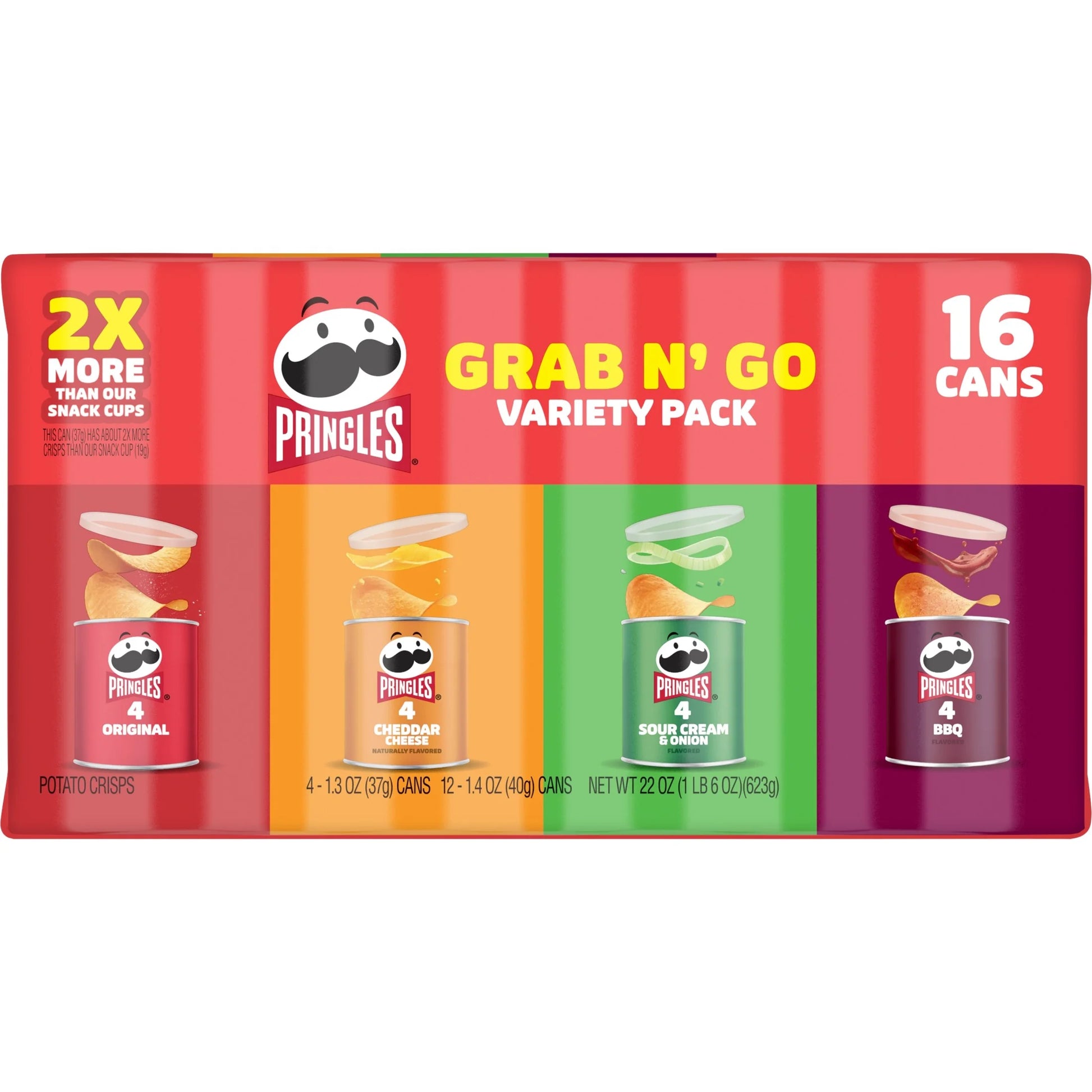Pringles Potato Crisps Chips, Lunch Snacks, Variety Pack, 22Oz Pack (16 Cans)