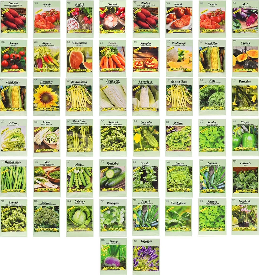 50 Packs Assorted Heirloom Vegetable Seeds 30+ Varieties All Seeds Are Heirloom & Non-Gmo