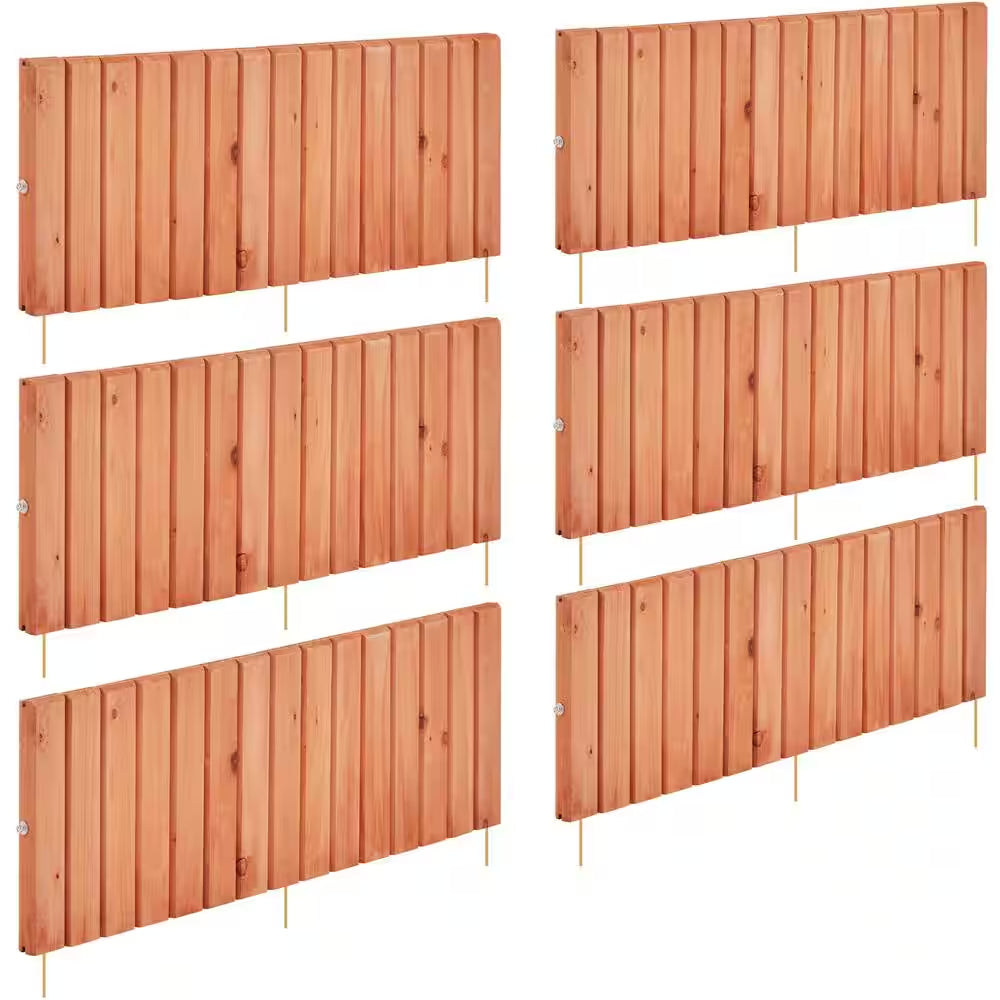 6-Pieces Outdoor Wooden Short Fences Wooden Landscape Border Edging
