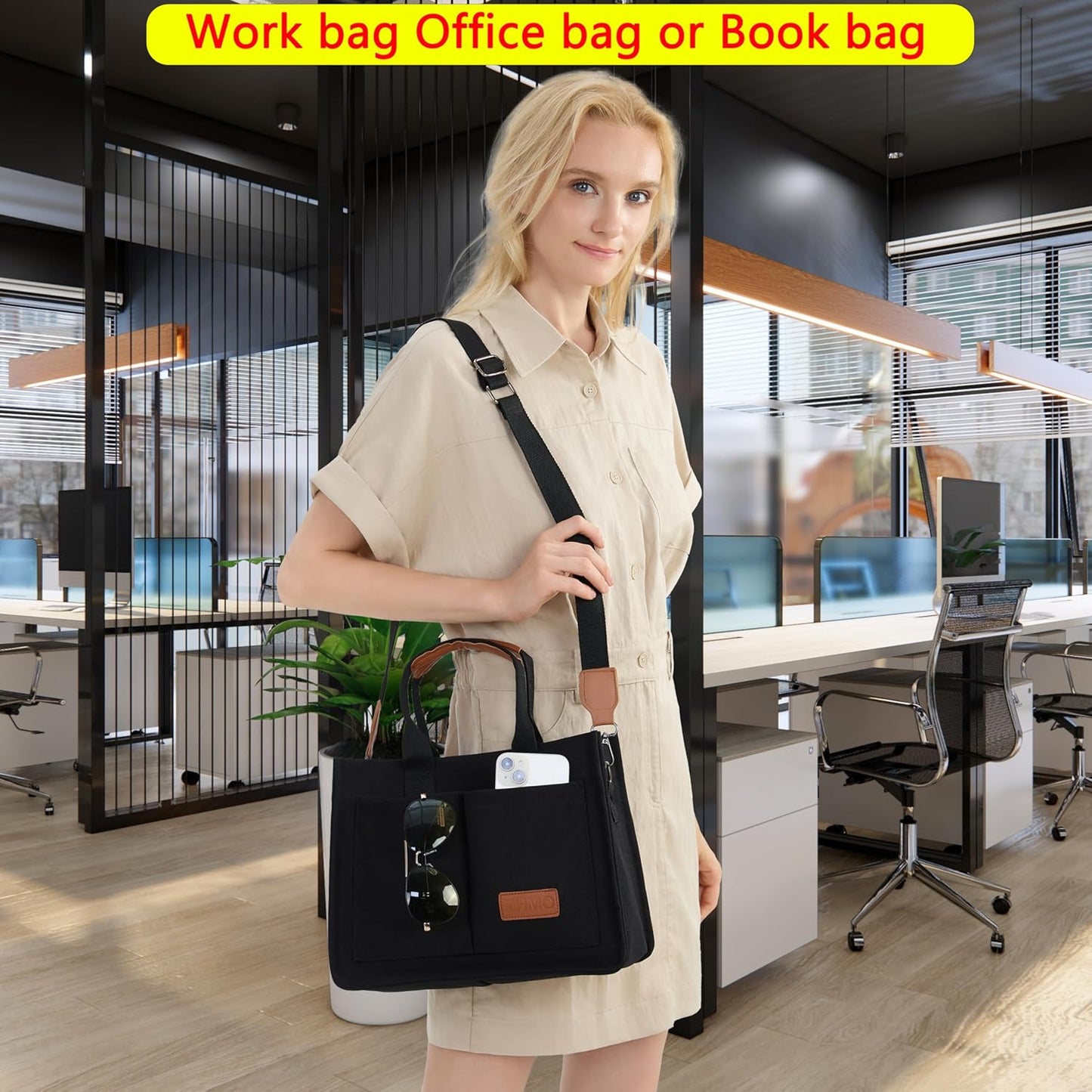ZHMO Canvas Tote Bag for Women,Women'S Bags Crossbody Bags Work Laptop Tote Bag Large Handbags Purse for Travel Nurse Teacher