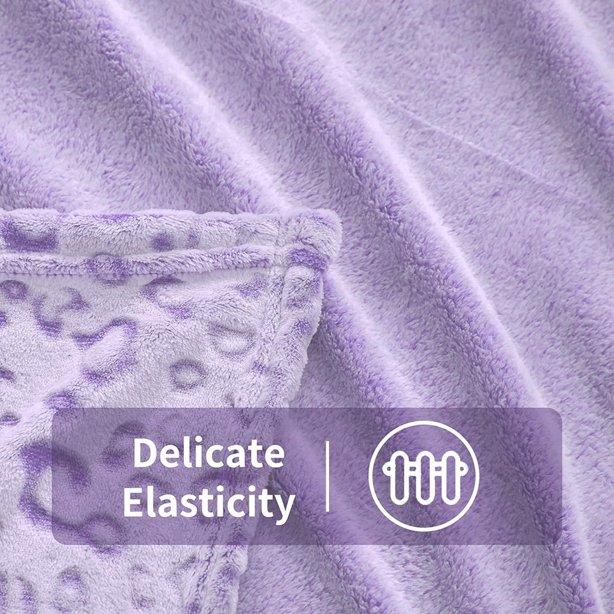 FY FIBER HOUSE Flannel Fleece Throw Microfiber Blanket with 3D Cheetah Print, 90"X90", Purple