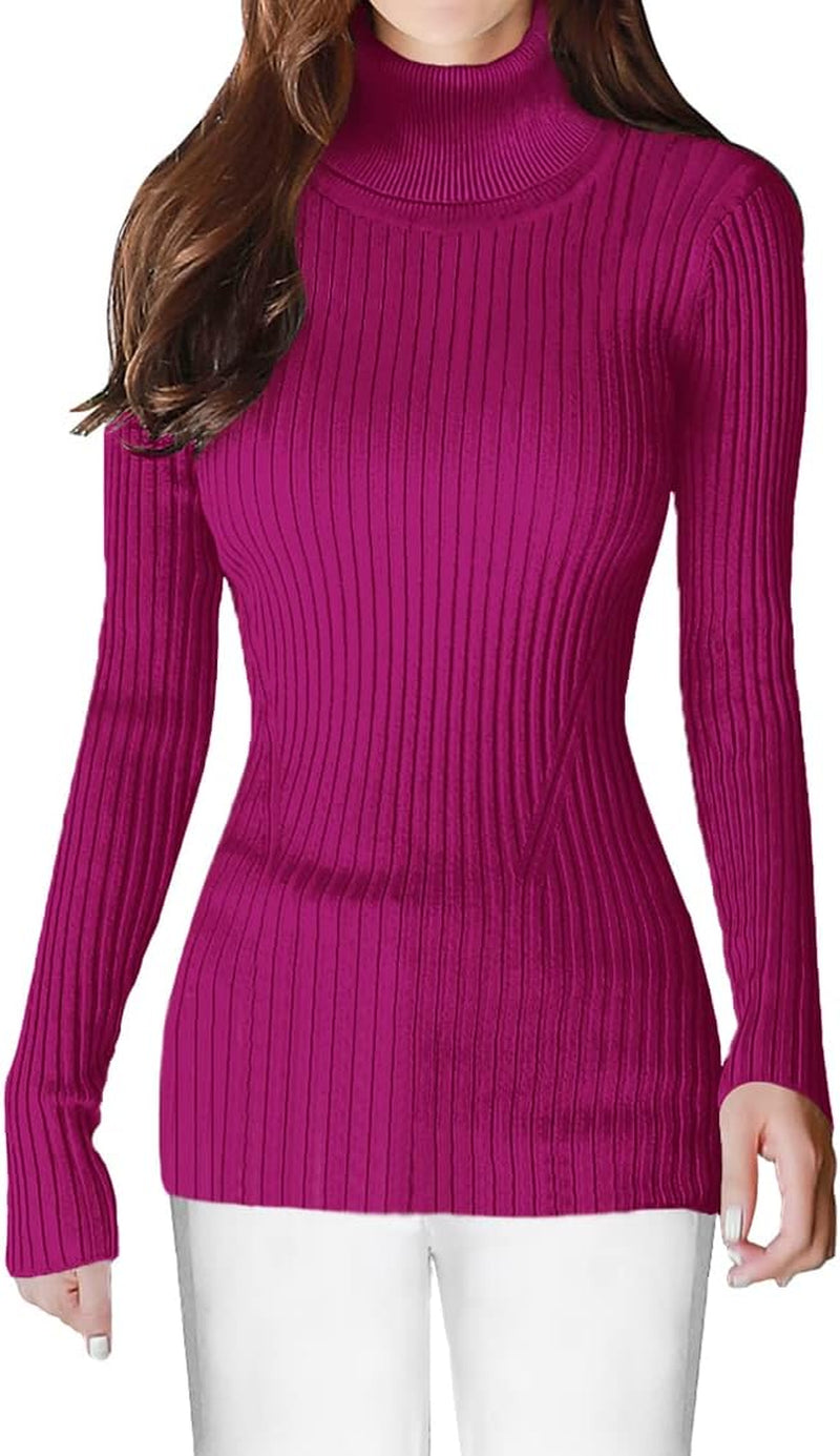 V28 Turtleneck Ribbed Sweaters for Women Cute Sexy Knitted Warm Fitted Sweater