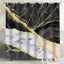 FRAMICS Black Gold Marble Shower Curtain Sets with Rugs, 16 Pc Modern Abstract Bathroom Sets, Waterproof Fabric Bathroom Curtain Decor with Hooks
