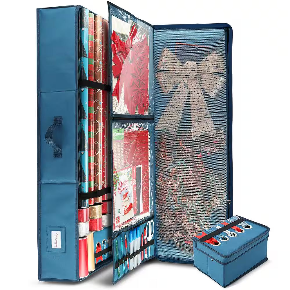 Blue Large Christmas Wrapping Paper Storage Box