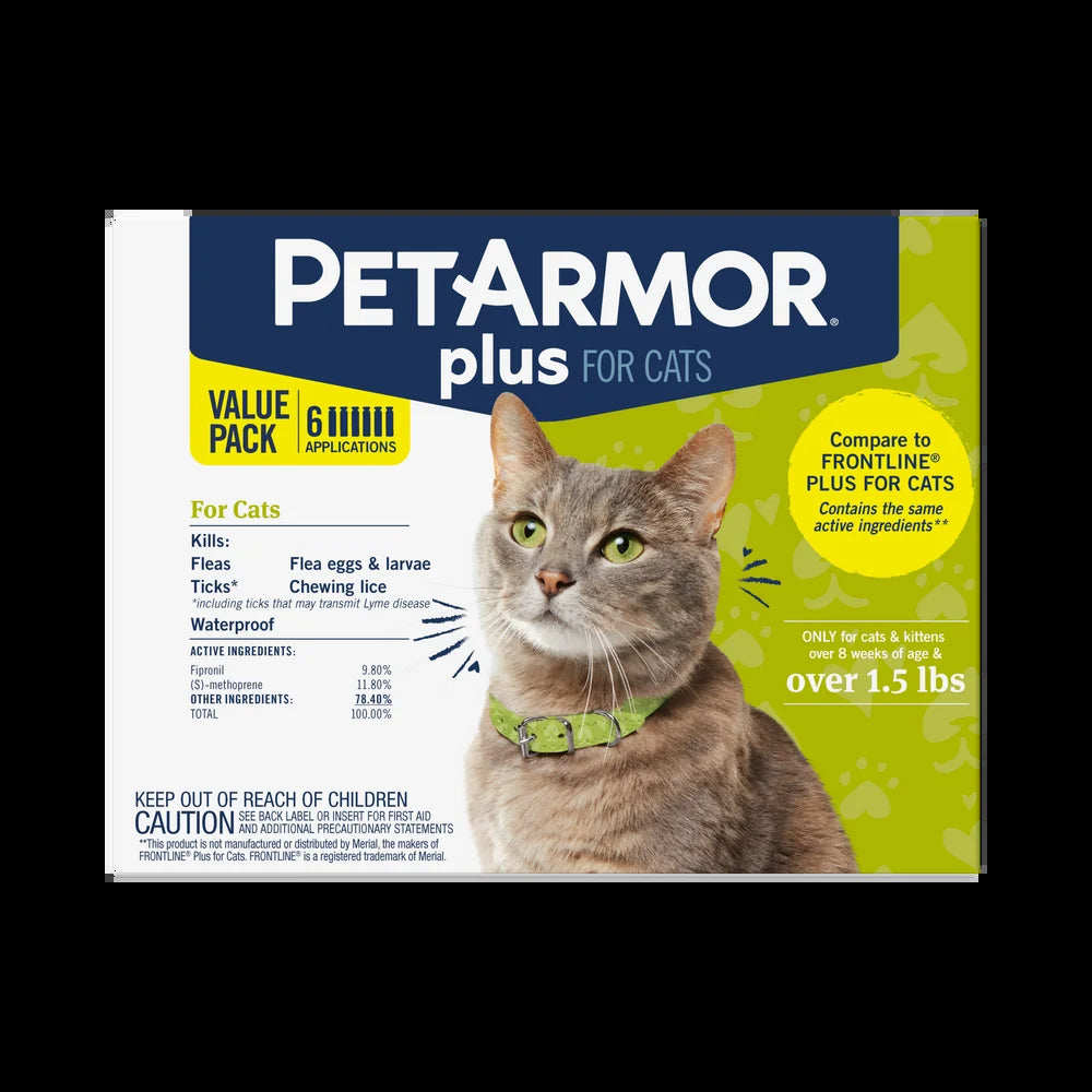 Petarmor plus Flea & Tick Prevention for Cats (Over 1.5 Lbs), 6 Treatments