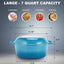 Bruntmor 2-In-1 Enamel Cast Iron Dutch Oven with Handles - Crock Pot Blue Cast Iron Pot with Skillet Lid - All-In-One Cookware Braising Pan for Casserole Dish - 7 Quart, Blue