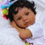 SCOM Black Baby Doll Girl - 20 Inch Reborn Realistic African American Doll | Brown Eyes, Handmade Hair, with Accessories, Dark Skin, Soft Cloth Body, Weighted, Lifelike Newborn, Gift for 3+
