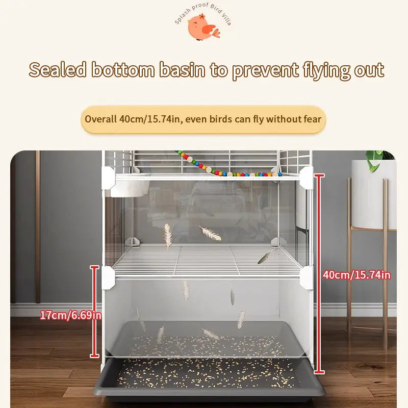 Big Flight Bird Cage, Black Parakeet Cages with Rolling Stand & Wheels, Wide Birdcage for Parrots Cockatiels Conure Budgie Canary Finch Lovebird, Tray