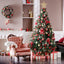 KTKDE 7.5Ft Artificial Christmas Tree Is a Green One with 1450 Tips and 200 Battery-Powered LED Columns. It Features 7.87-Inch Golden Five Pointed Star and Is Perfect for Family and Office Gatherings