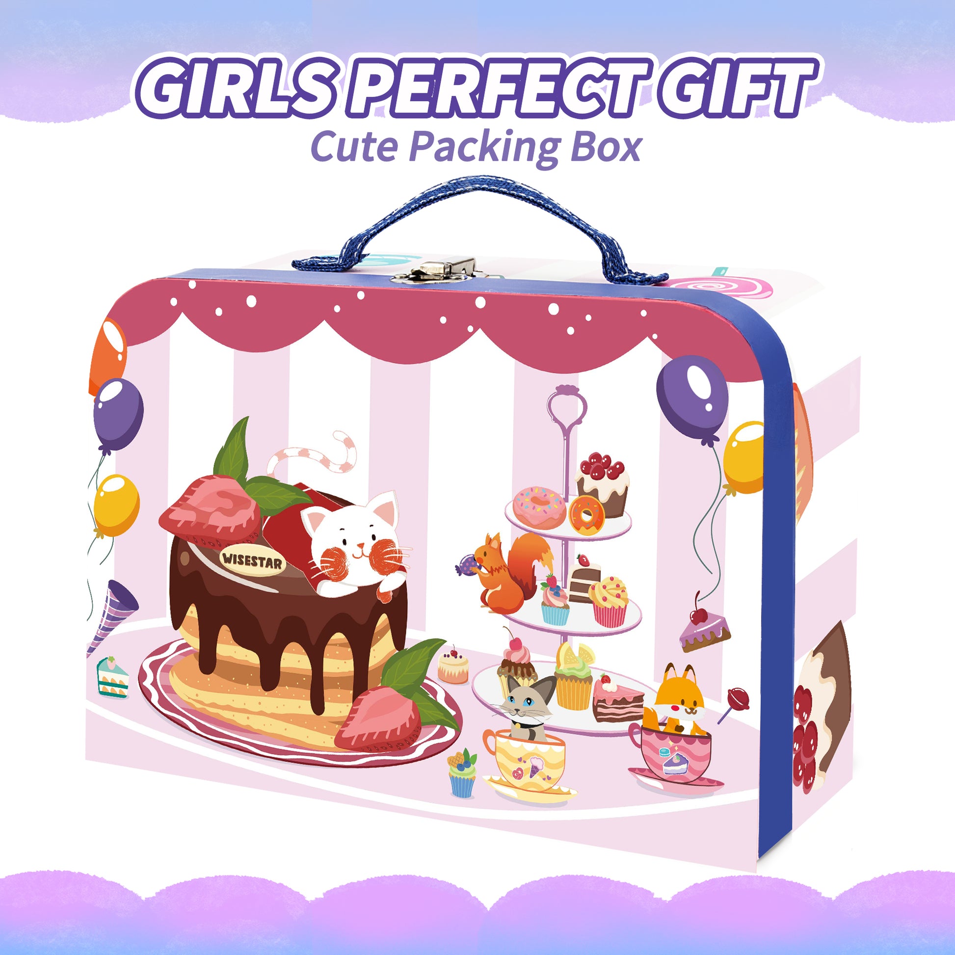 WISESTAR Tea Party Set for Little Girls, 50 Pcs Kids Tea Set, Ages 3-10