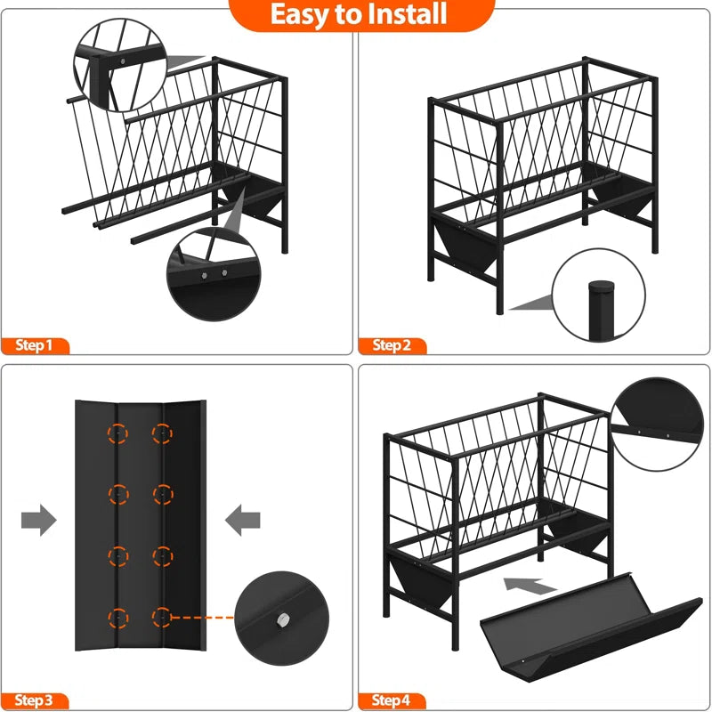45-Gallon Heavy-Duty Pasture Hay & Grain Feeder with 24 Gallon Feed Pan, Livestock Feeding Trough Quick to Assemble, Feeding Goats, Calves, Cow, Horse for Farms
