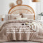 Brown Boho Seersucker Comforter Set King Size,Textured Lightweight Breathable Bedding 1 Comforter& 2 Shams