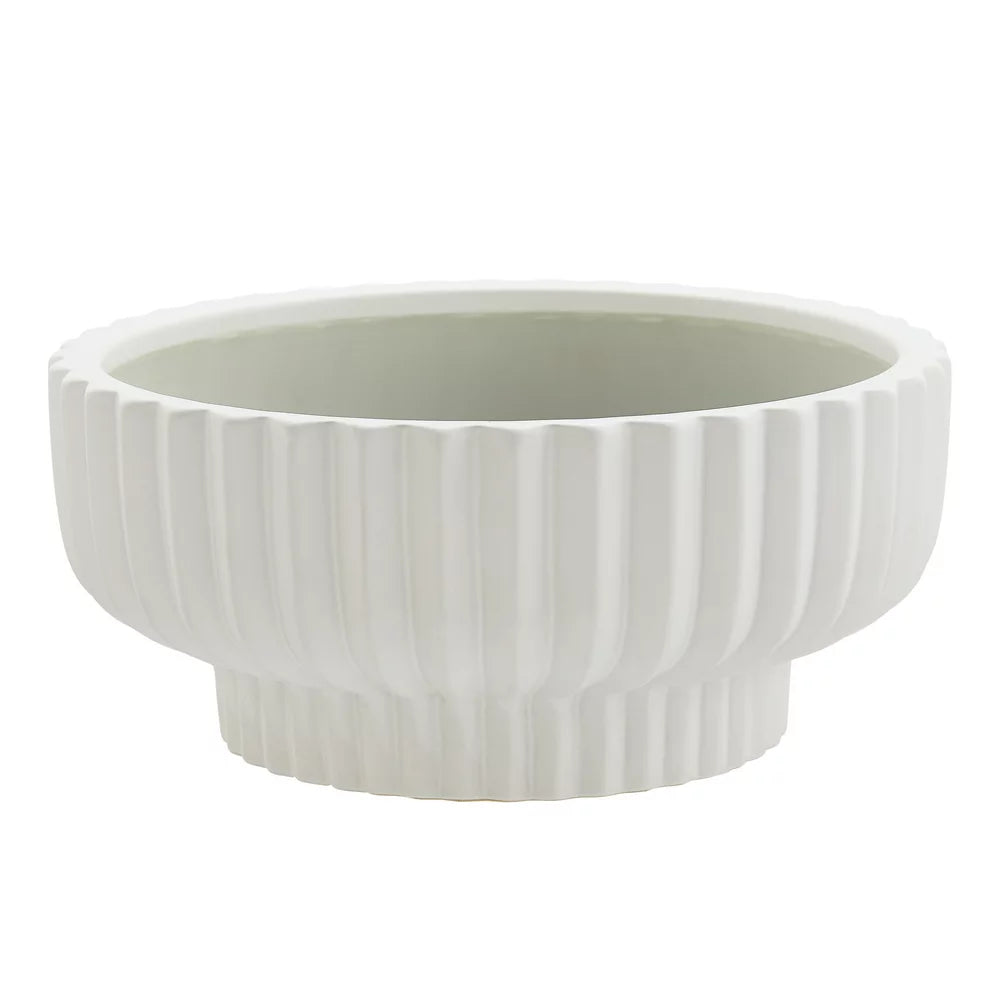 Better Homes & Gardens Pottery 12" Fischer round Ceramic Planter, White