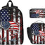 USA Fish Kid Backpack Set with Lunch Bag & Pencil Case Large Capacity School Bag 17 Inch Bookbag for Boy Girl