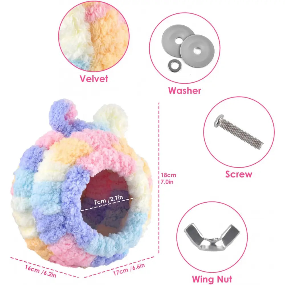 Cozy Bird Breeding & Resting Hut - Soft Snuggle Shelter, Warm Secure Space for Indoor Cages, Ideal for Budgie Cockatiel Conure Lovebird Canary Finch Hamster & Small Pets