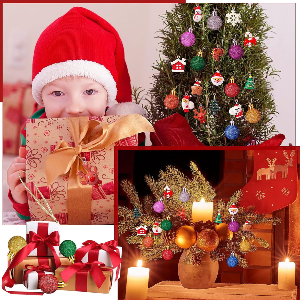 Skylety 36 Pcs Mini Christmas Ornaments, Glitter Balls