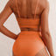 Eytino Women'S Bikini Swimsuit Shirred Solid Color 2 Piece High Waisted Swimsuit Scoop Neck Adjustable Shell Strap Bathing Suits Bikini Set 2025 Womens Swimwear Orange L