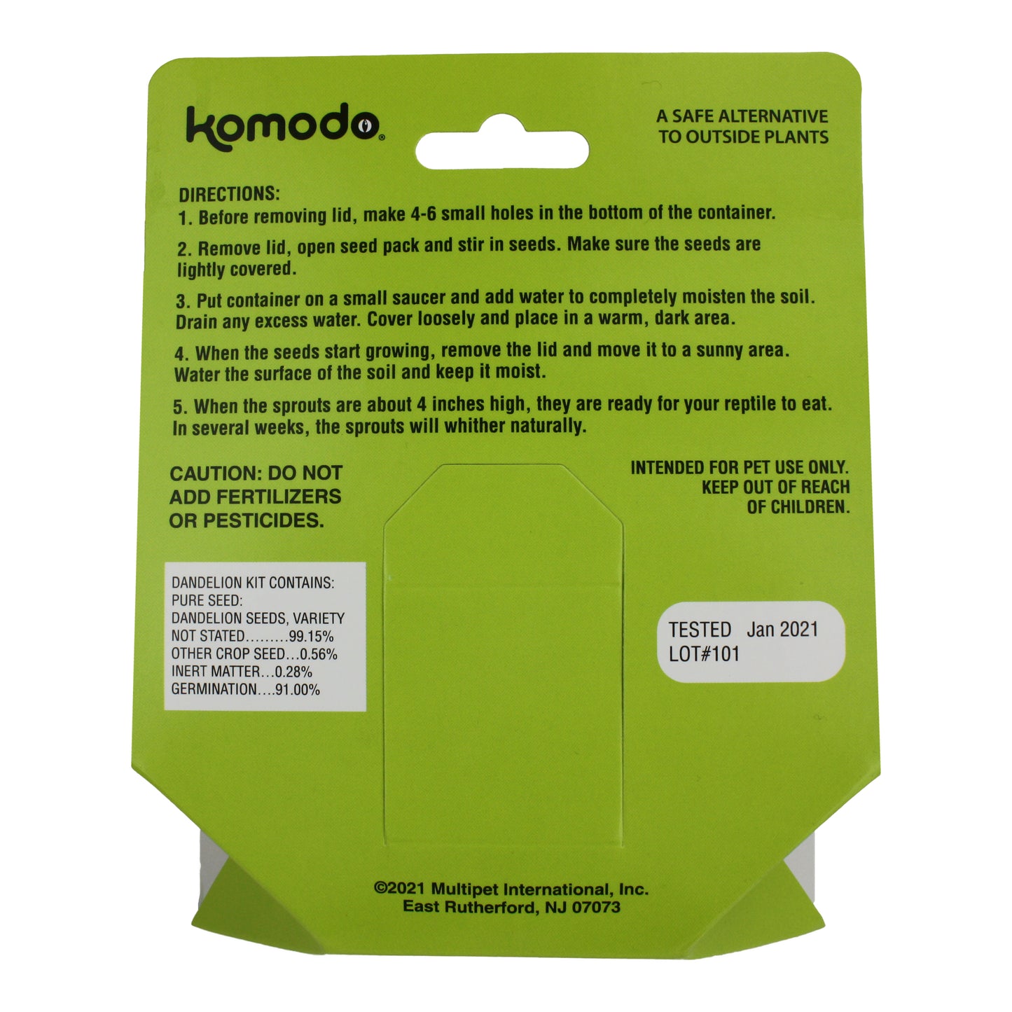 Komodo Grow Your Own Dandelion Reptile Food Kit , White Cup with Brown Soil and Dandelion Seeds