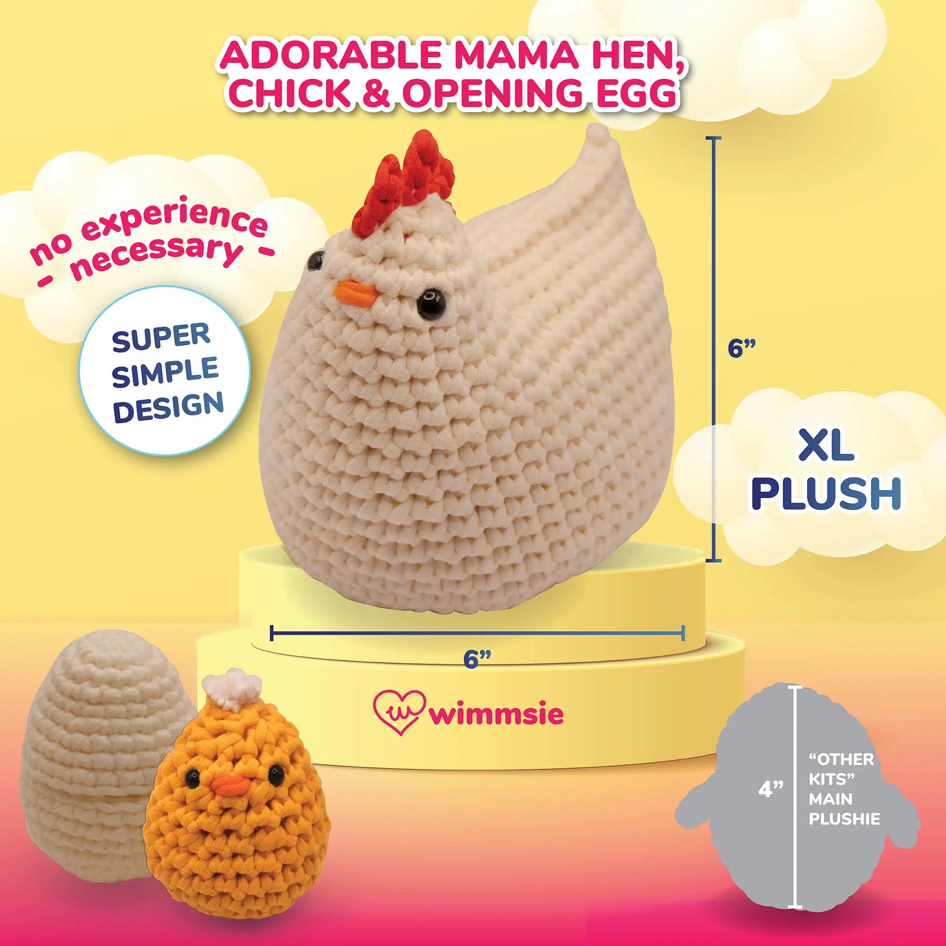 Wimmsie Beginner Crochet Kit for Adults Kids and Teens - Chicken & Egg - White