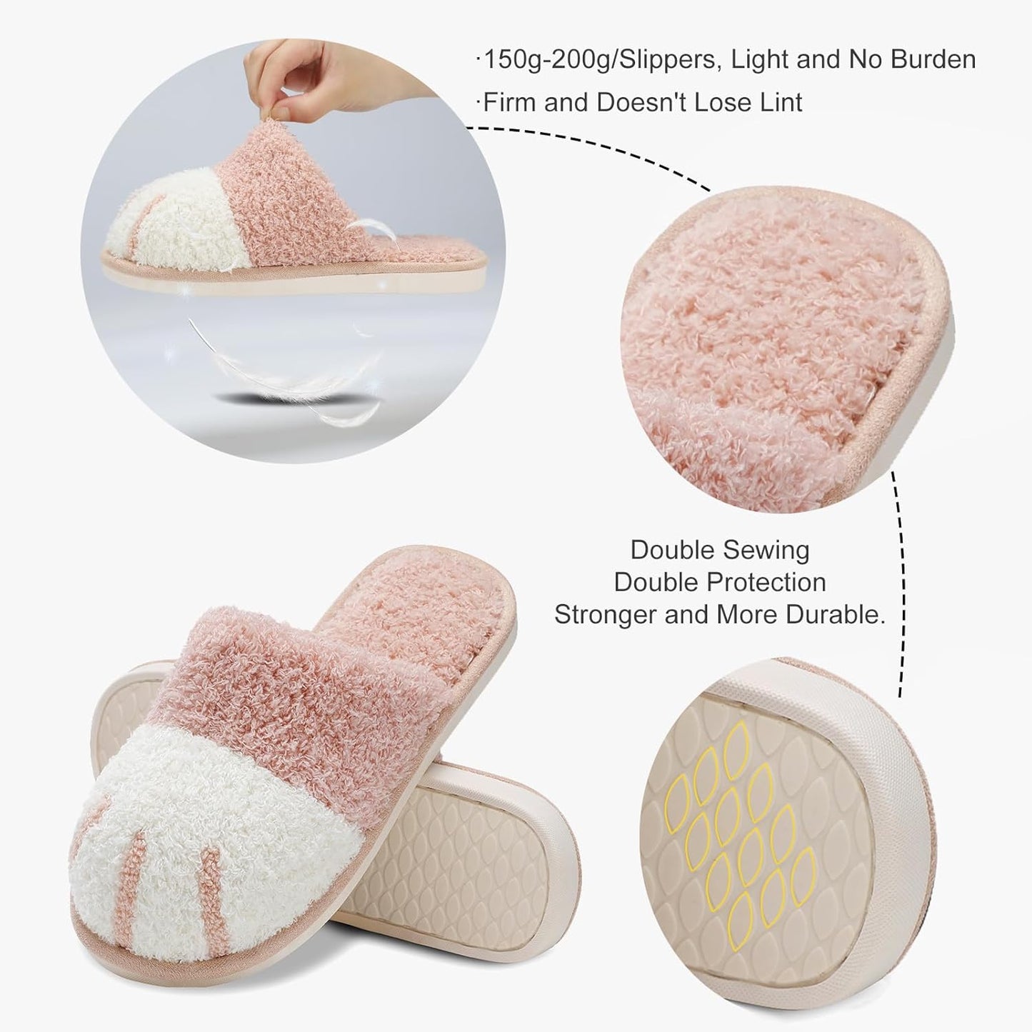 SINNO Cute Animal Slippers for Women Indoor Outdoor Memory Foam House Slipper Soft Warm Cozy Fuzzy Bedroom Non-Slip Shoes Christmas Gift Ladies