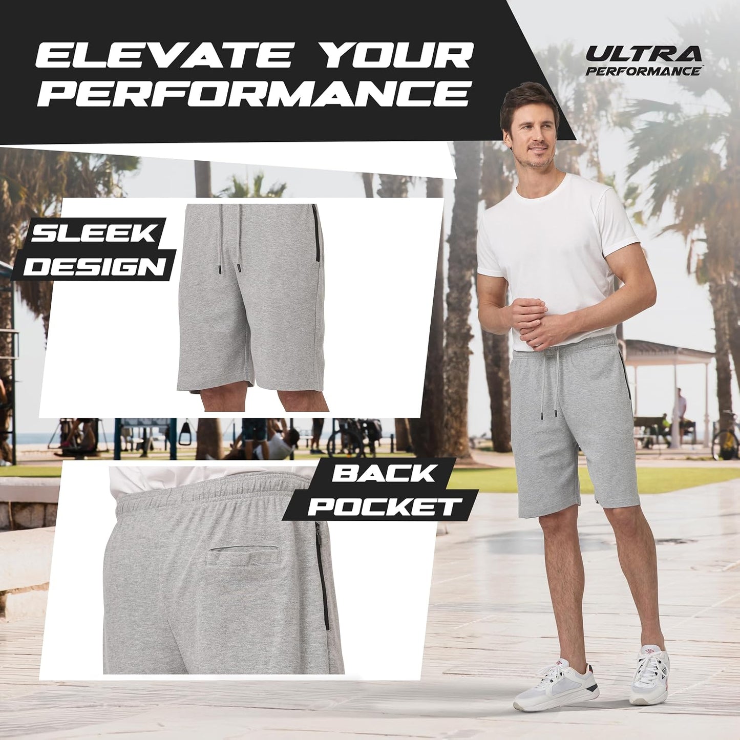 Ultra Performance 3 Pack Mens Shorts Casual Men'S Athletic Short Workout Gym Shorts for Men with Zipper Pockets, Small - 5X