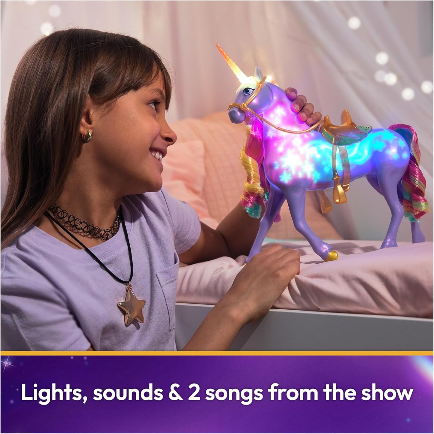 Unicorn Academy, Interactive Rainbow Light-Up Wildstar with Lights, Sounds & Music, Dolls & Unicorn Toys for Girls Ages 4 and Up